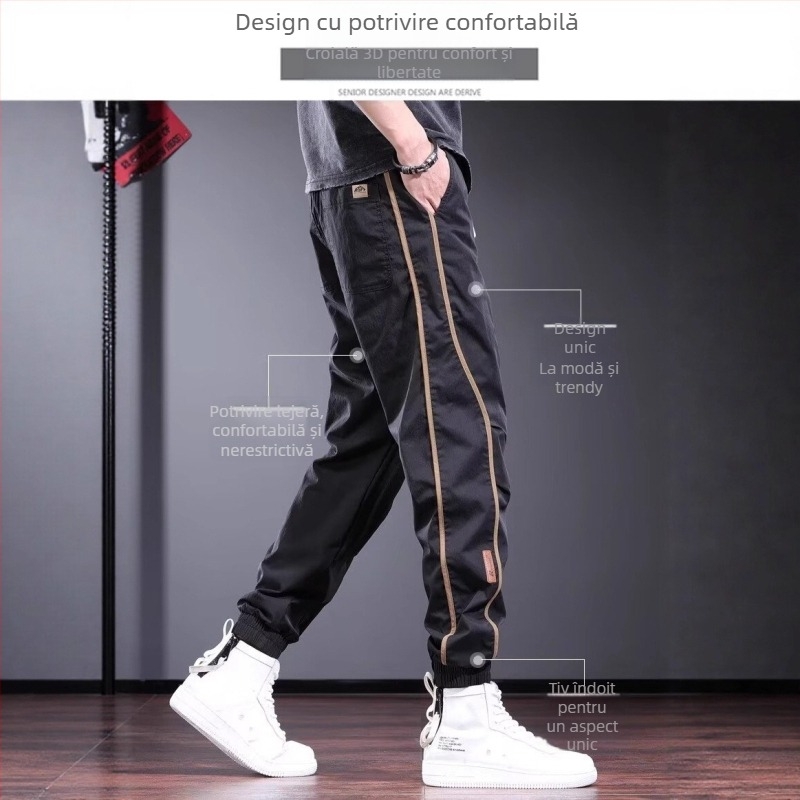 Pantaloni sport subțiri de vară pentru bărbați, stiluri moderne de brand de nișă, colanți sport, 2025, pantaloni negri versatili pentru bărbați