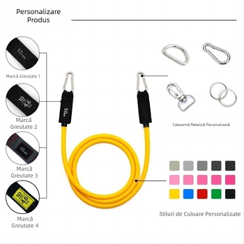 TEP Set de 11 piese Coardă de tragere elastică multifuncțională Curea de tragere Costum de fitness Coardă de antrenament Coardă de tragere pentru bărbați și femei