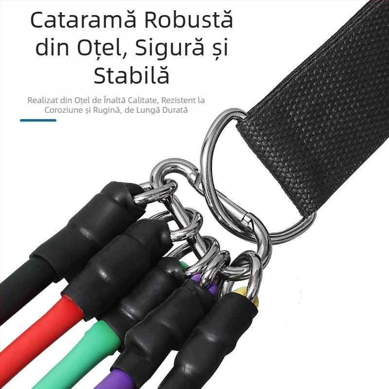 TEP Set de 11 piese Coardă de tragere elastică multifuncțională Curea de tragere Costum de fitness Coardă de antrenament Coardă de tragere pentru bărbați și femei