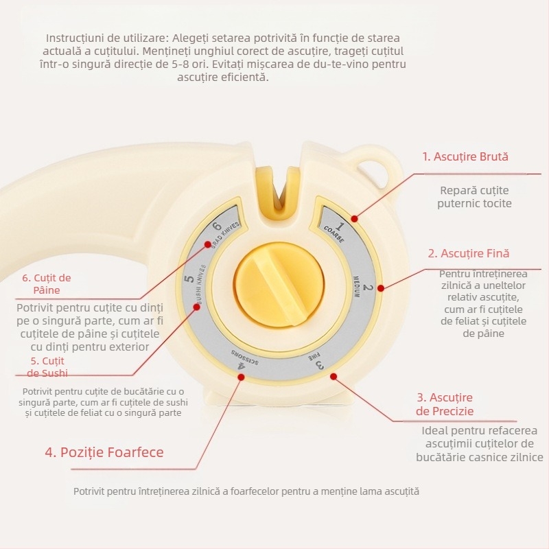 Ascuțitor de cuțite multifuncțional șase-în-unu, foarfece de bucătărie de uz casnic, piatră de ascuțit cuțite de bucătărie, ascuțitor de cuțite