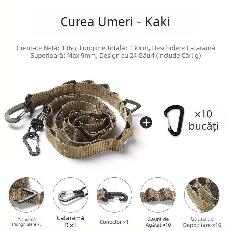 În aer liber Camping agățat frânghie multifuncțională arbitrară curea reglabilă lungă Crossbody rucsac agățat curea baldachin curea