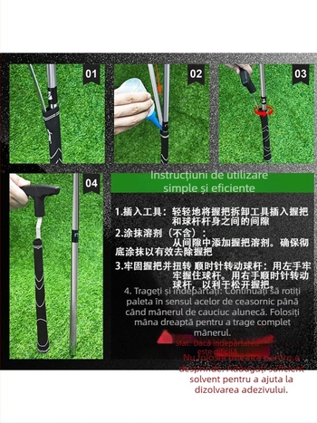 Instrument de înlocuire a mânerului de golf, trei piese, demontare, bandă dublu adezivă, clemă de cauciuc, 13 piese, accesorii de golf