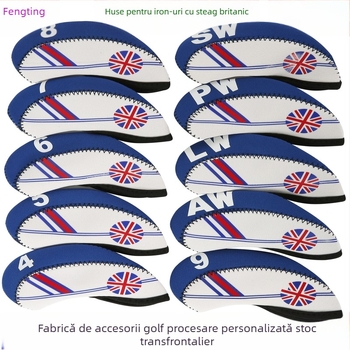 husă de club set de capace digitale husă pentru cap de golf accesorii de antrenament husă pentru club de fier husă pentru club de golf cu steag național husă pentru club de golf