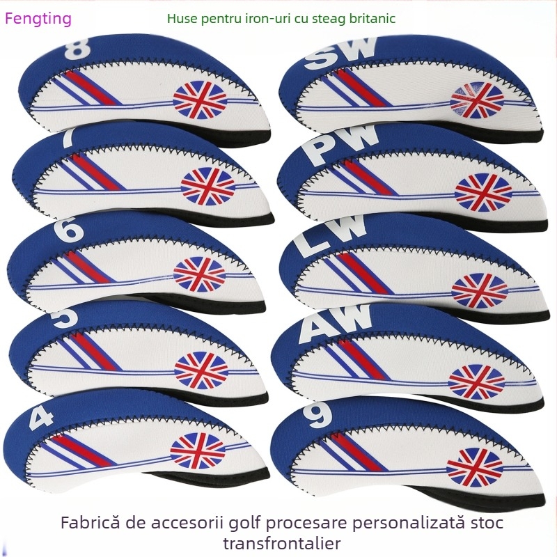 husă de club set de capace digitale husă pentru cap de golf accesorii de antrenament husă pentru club de fier husă pentru club de golf cu steag național husă pentru club de golf
