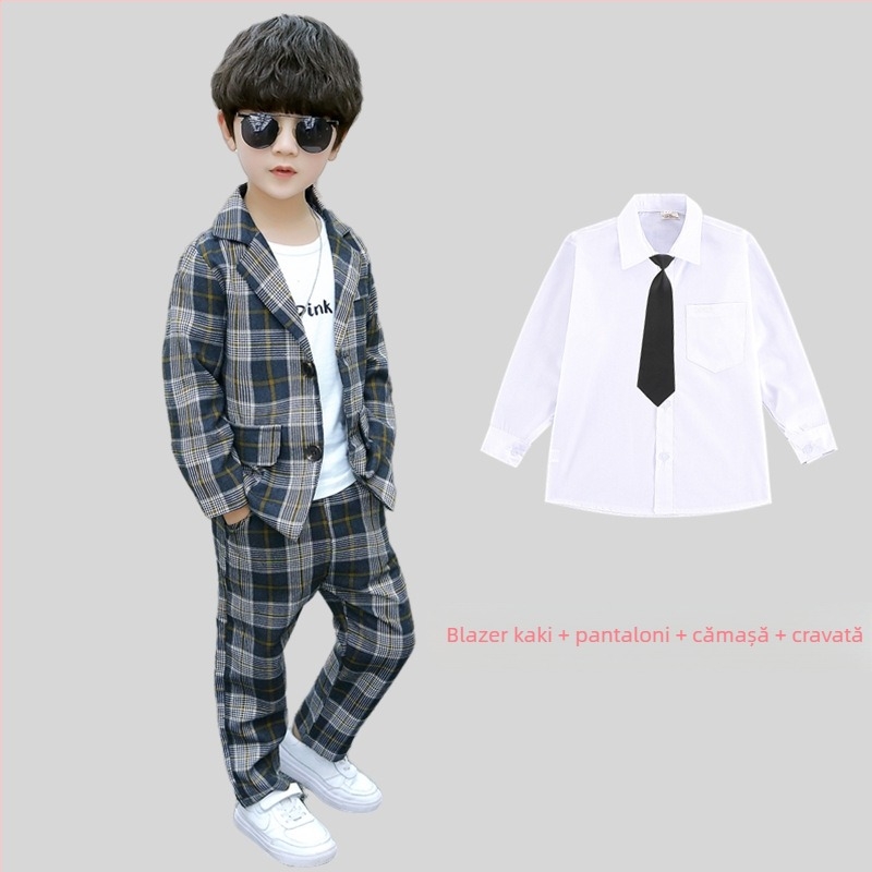 Costum pentru copii, costum de băiat cu flori, rochie de gazdă pentru spectacole de pian, jachetă britanică frumoasă, costum de băieți