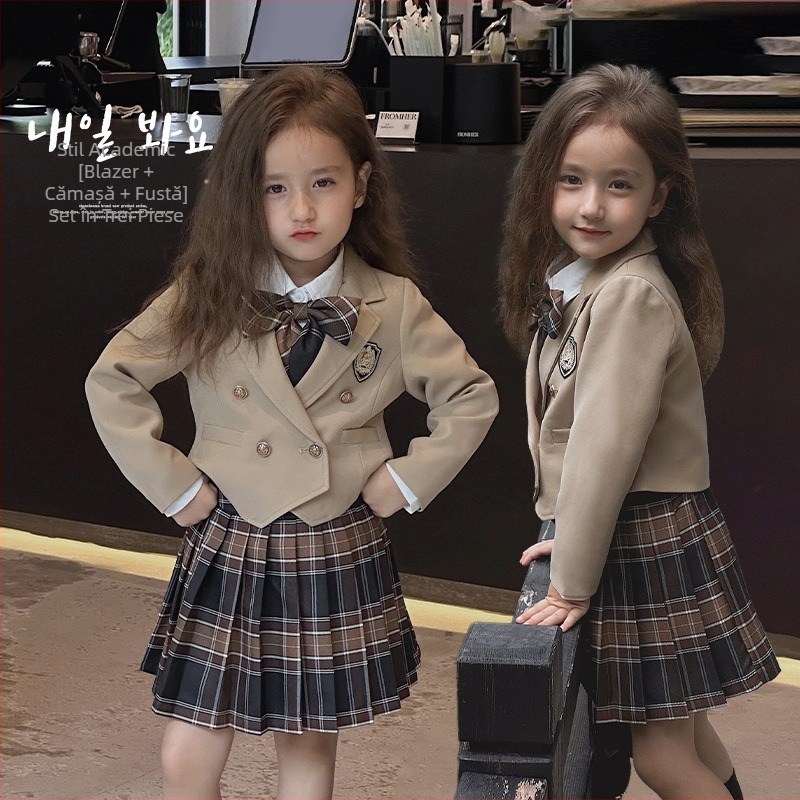 Fete toamna haine stil american preppy Jk fustă costum Outwear jumătate fustă 2025 primăvara nou costum casual pentru copii tendință