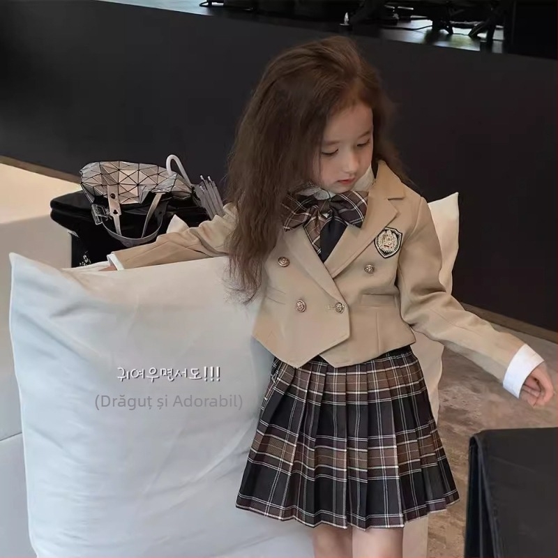 Fete toamna haine stil american preppy Jk fustă costum Outwear jumătate fustă 2025 primăvara nou costum casual pentru copii tendință