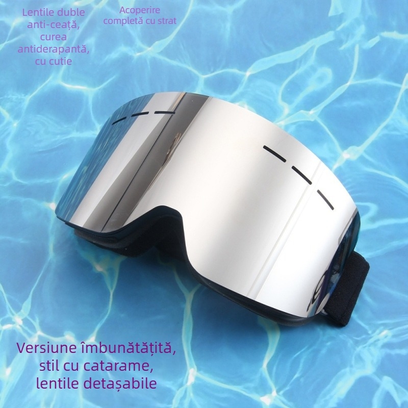 Ochelari de schi cilindrici anti-aburire cu polarizare dublă transfrontalieră, costum cu oglindă, ochelari de schi anti-vânt pentru alpinism în aer liber, H3051