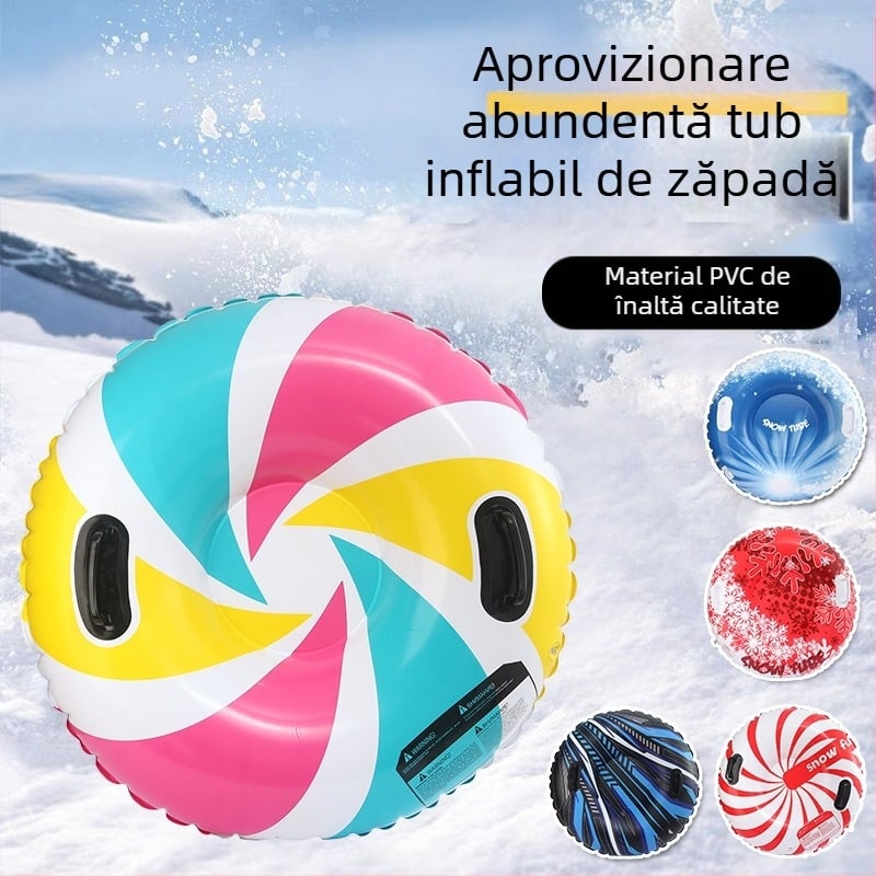 În stoc, en-gros, îngroșat, protecție a mediului din PVC, inel de schi gonflabil rotund pentru exterior, jucării de schi explozive pentru copii, jucării de schi pentru explozie de iarnă