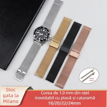Curea de ceas Lanxess cu cataramă din oțel inoxidabil cu eliberare rapidă, sârmă groasă de 1,0", potrivită pentru Huawei Gt3/4 Samsung S 3m