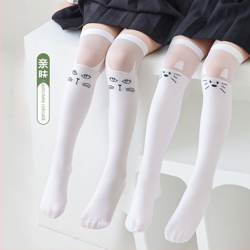 Ciorapi pentru copii, ciorapi de vară subțiri pentru fete, de lungime medie, pentru fete, ciorapi pentru pui, dresuri peste genunchi, cu tub înalt, anti-țânțari