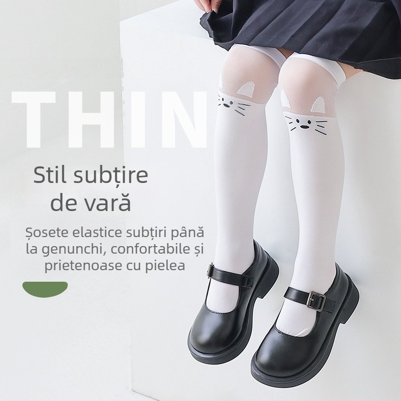 Ciorapi pentru copii, ciorapi de vară subțiri pentru fete, de lungime medie, pentru fete, ciorapi pentru pui, dresuri peste genunchi, cu tub înalt, anti-țânțari