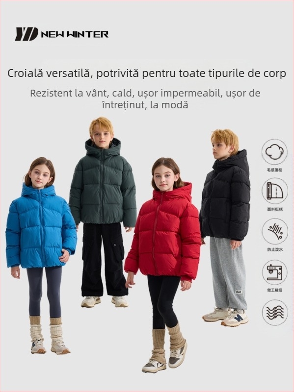 Jachetă de iarnă pentru copii, cu bumbac și puf, băieți, îngroșată, jachetă de fete, lungime medie, cu bumbac, haine de bebeluși cu glugă, îmbrăcăminte pentru comerț exterior