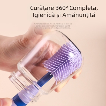 Cutie de depozitare portabilă din silicon pentru bebeluși, perie de biberon, costum de călătorie pentru curățarea bebelușilor, perie de scurgere pentru mameloane