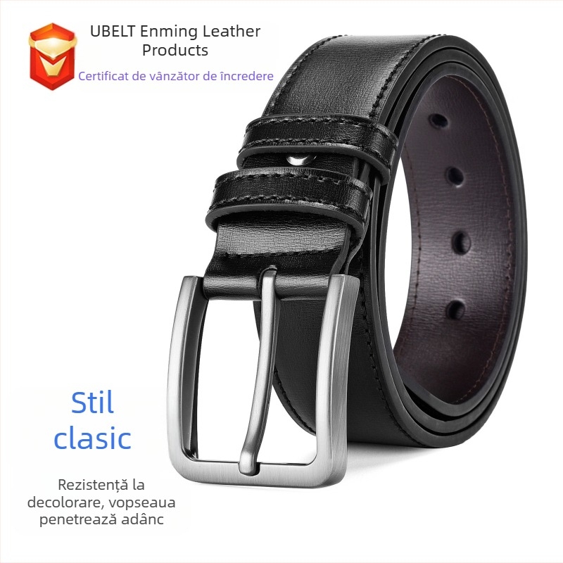 Curea simplă din piele naturală pentru bărbați, din aliaj, cu cataramă versatilă, stil casual, din denim, pentru tineri de vârstă mijlocie, în stoc