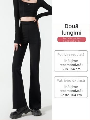 Pantaloni micro-evazați negri pentru femei 2025 toamna elastici slăbire aspect talie înaltă slim fit pantaloni de copită de cal lungime până la podea pantaloni casual pentru femei