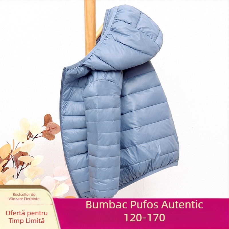 Jachetă de iarnă nouă, culoare solidă, cu bumbac și puf pentru copii, ușoară și subțire, jachetă cu bumbac, pentru băieți și fete, jachetă cu bumbac pentru studenți, jachetă cu bumbac, jachetă pentru copii de talie mare