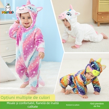 Salopetă pentru copii Michley Cross-Border Unicorn Series, costum de cățărat din flanel clasa A, pentru bebeluși și copii mici