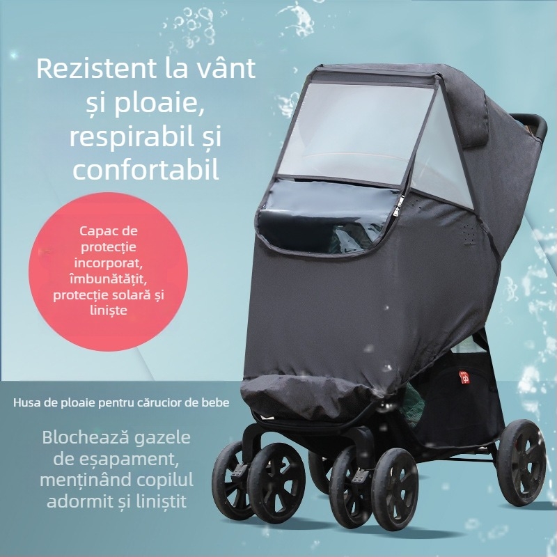 Husă de ploaie pentru cărucior pentru bebeluși, husă universală rezistentă la vânt, umbrelă pentru bebeluși, cărucior auto, pelerină de ploaie de protecție, husă impermeabilă de iarnă rezistentă la vânt