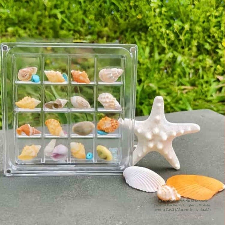 Cutie de depozitare magnetică pentru colecția de scoici mici, acrilice și transparente, creative pentru vacanță, cu piatra de mare