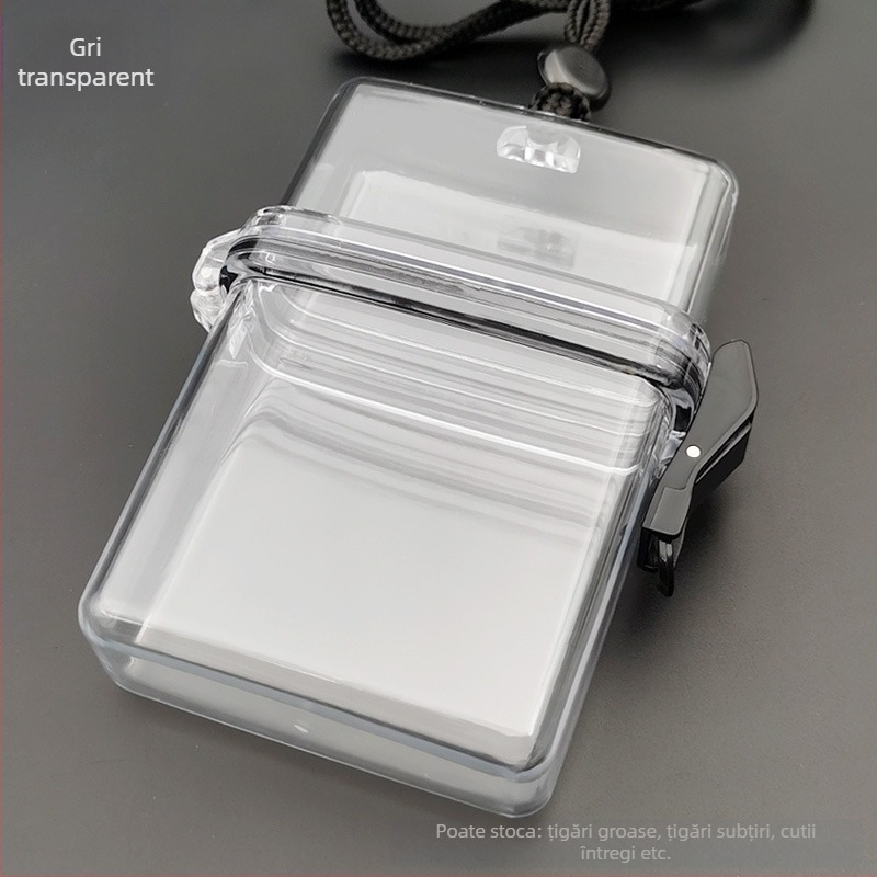 Cutie de țigări transparentă hip-hop en-gros, cu gât agățat pentru plajă, cutie de țigări din plastic, cutie de depozitare acrilică, cutie de țigări impermeabilă populară
