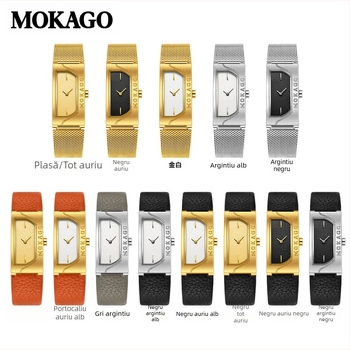 Mokago Ceas cu cuarț Impermeabil Pătrat Simplu Cu Două Litere Ceas de damă Stil Mid-Century Ceas de damă Transfrontalier Vânzare fierbinte