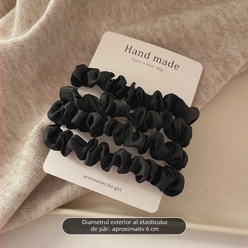 Costum de bază de culoare slip, cravată de păr pentru intestin subțire, satin elegant, set mic din patru piese, cravată de păr, bandă de cauciuc, accesorii de păr cu frânghie