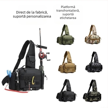 Geantă Luya, geantă de talie, geantă de umăr, geantă crossbody, geantă pentru undiță, cutie pentru momeală, geantă pentru echipament de pescuit, geantă de pescuit de camuflaj de mare capacitate
