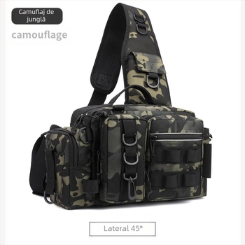 Geantă Luya, geantă de talie, geantă de umăr, geantă crossbody, geantă pentru undiță, cutie pentru momeală, geantă pentru echipament de pescuit, geantă de pescuit de camuflaj de mare capacitate