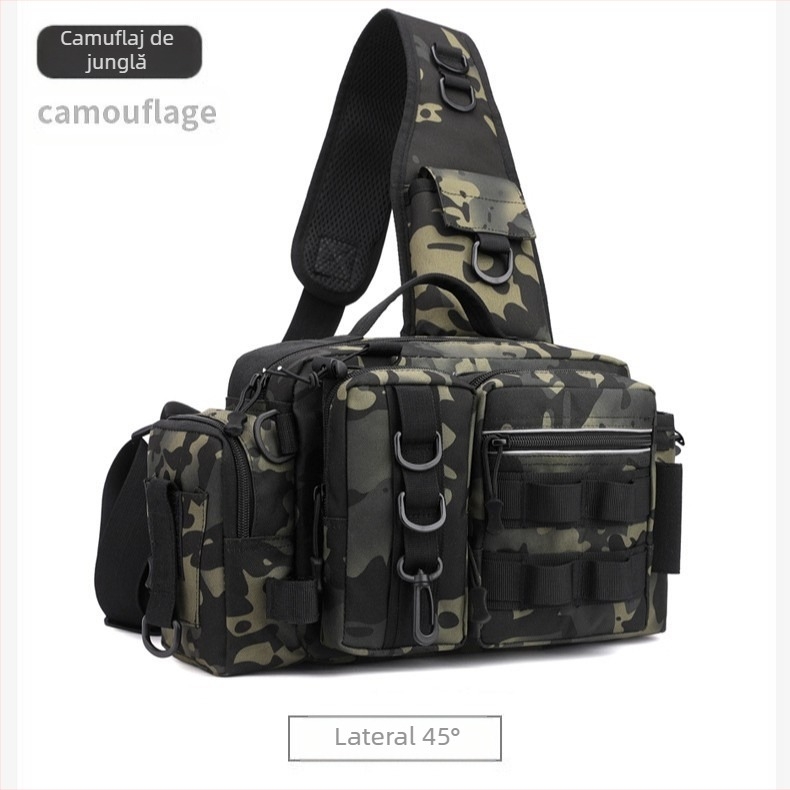 Geantă Luya, geantă de talie, geantă de umăr, geantă crossbody, geantă pentru undiță, cutie pentru momeală, geantă pentru echipament de pescuit, geantă de pescuit de camuflaj de mare capacitate