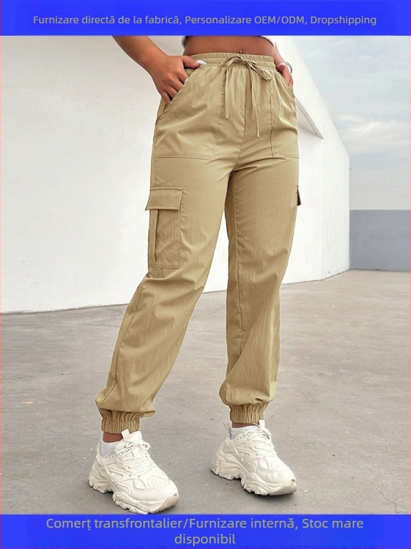Pantaloni cargo cu șnur pentru femei, export transfrontalier, din Europa și America, stil nou de primăvară și vară, pantaloni cu uscare rapidă pentru parașutiști, pantaloni casual americani 8082