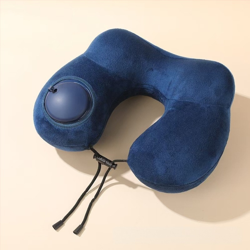 Pernă gonflabilă cu cocoașă de presă, pernă de gât pliabilă portabilă pentru avion și mașină, pernă de birou și acasă, pernă de călătorie pentru gât