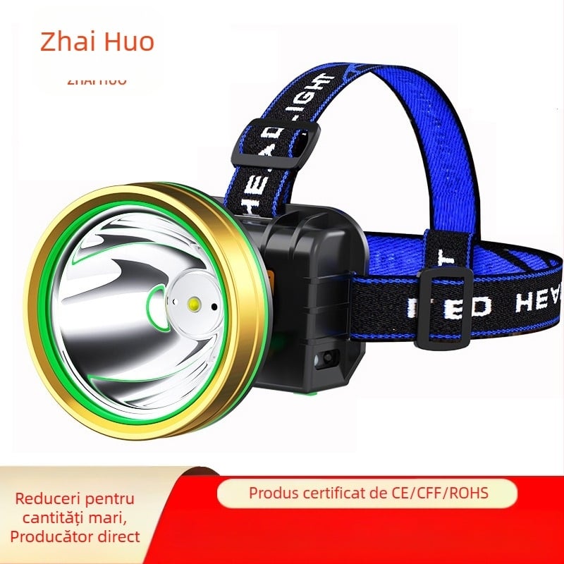 Lanternă frontală cu senzor LED, lumină puternică, reîncărcabilă în aer liber, lampă de pescuit, montată pe cap, lampă de miner, portabilă și reîncărcabilă