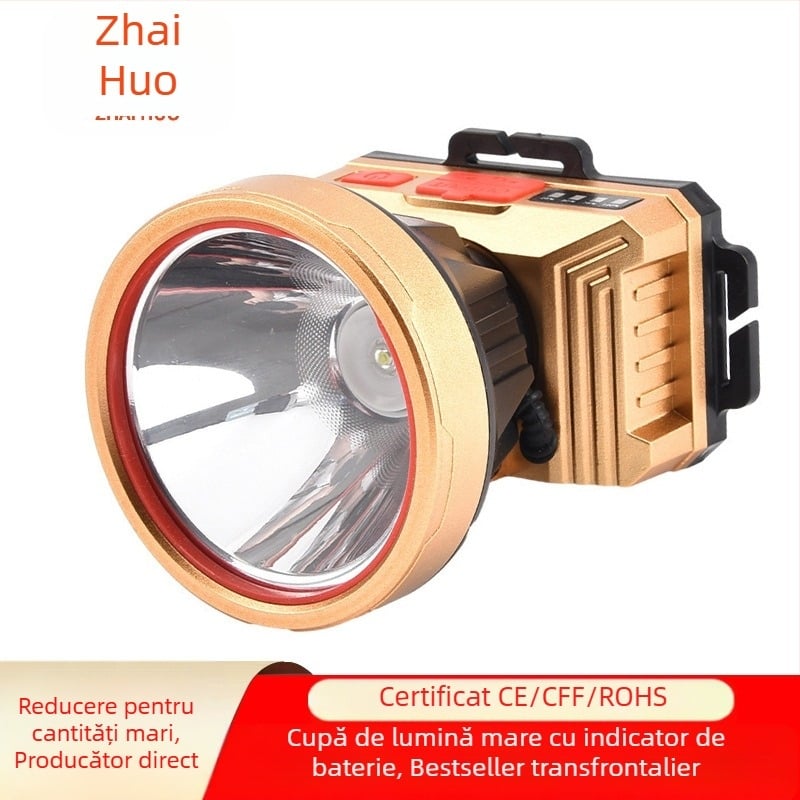 Lanternă frontală cu senzor LED, lumină puternică, reîncărcabilă în aer liber, lampă de pescuit, montată pe cap, lampă de miner, portabilă și reîncărcabilă