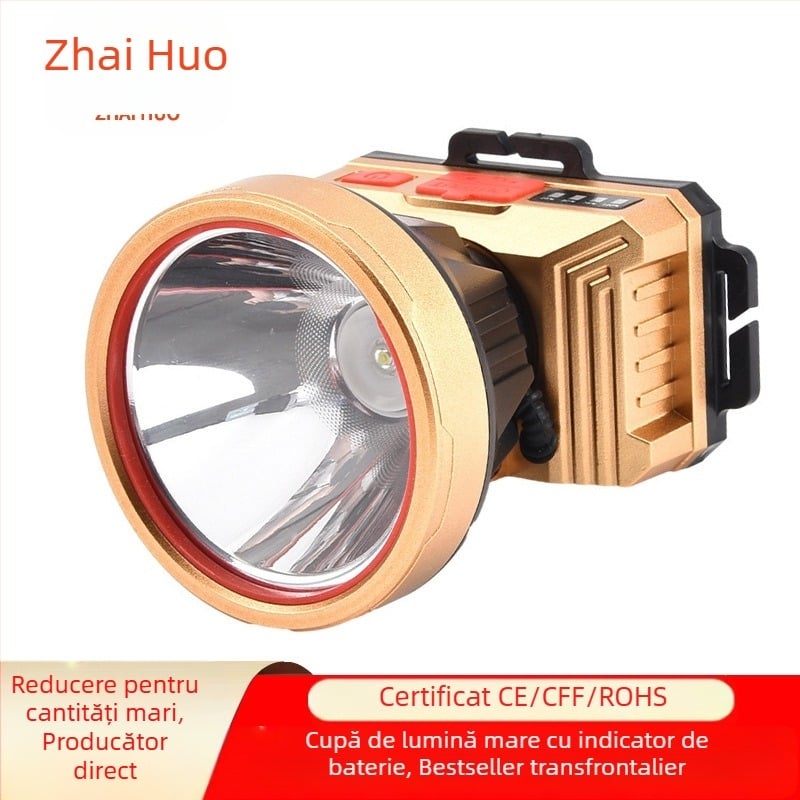 Lanternă frontală cu senzor LED, lumină puternică, reîncărcabilă în aer liber, lampă de pescuit, montată pe cap, lampă de miner, portabilă și reîncărcabilă