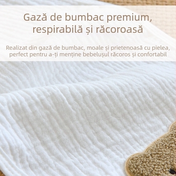 Prosop absorbant din bumbac pur pentru bebeluși, prosop de spate cu patru straturi de tifon pentru copii, prosop respirabil de izolare a transpirației și oprire a transpirației pentru grădiniță