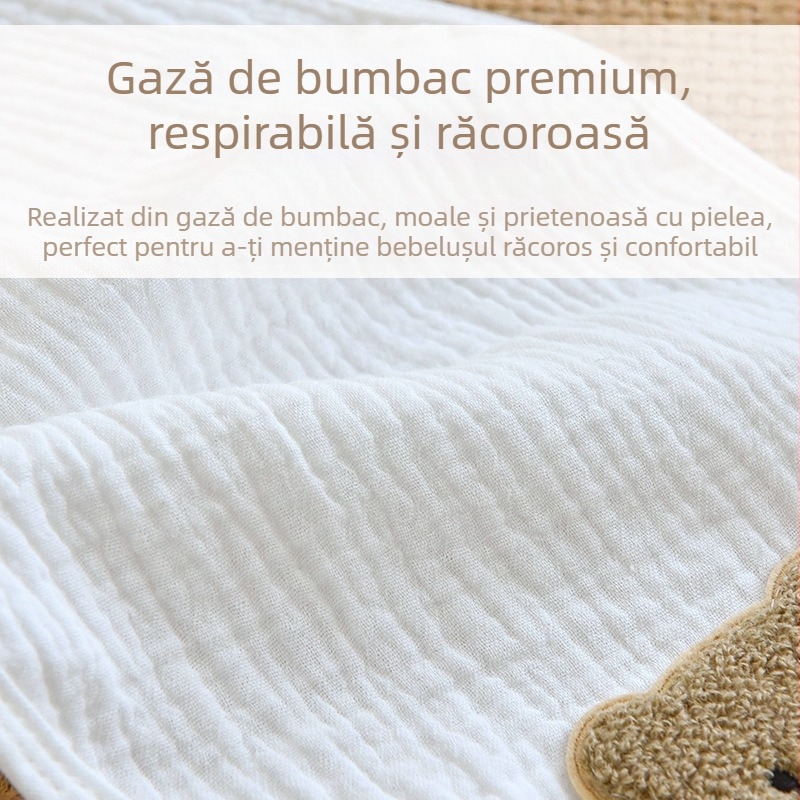 Prosop absorbant din bumbac pur pentru bebeluși, prosop de spate cu patru straturi de tifon pentru copii, prosop respirabil de izolare a transpirației și oprire a transpirației pentru grădiniță