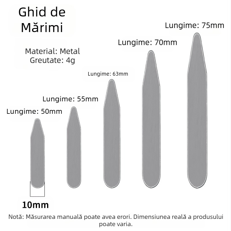 Clemă de fixare a colțului cămășii, accesorii de îmbrăcăminte, placă de guler metalică, placă de fier, colț de cămașă, inserție de bambus, accesorii de îmbrăcăminte, bretele de guler