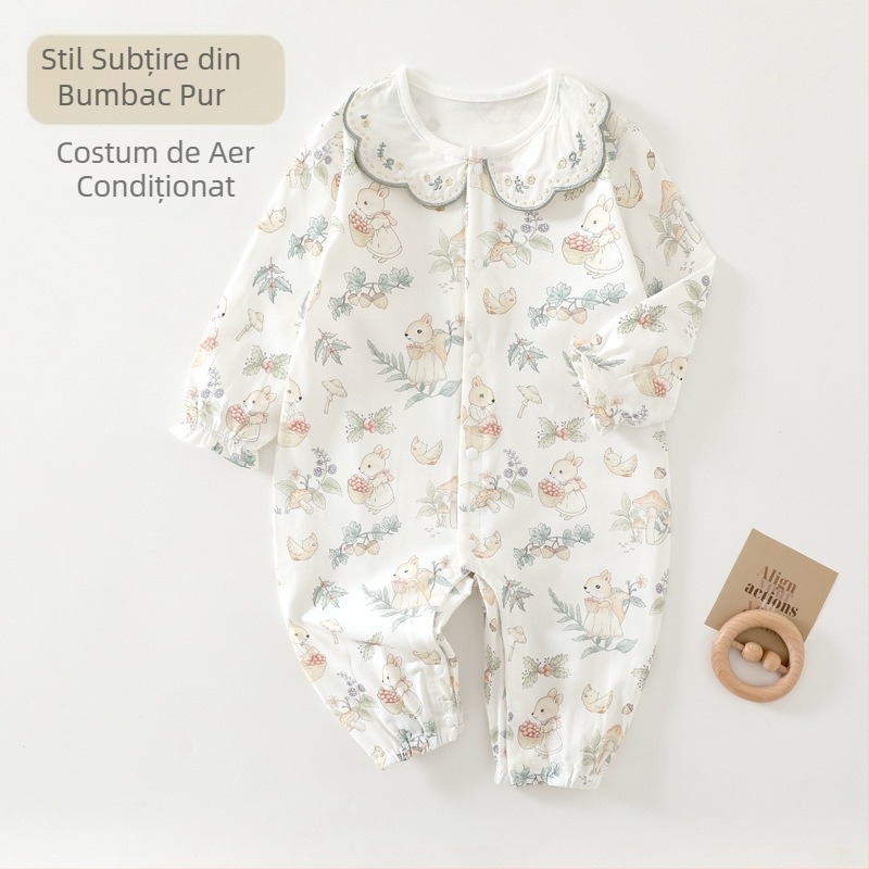 Salopetă de vară pentru bebeluși, cu mânecă lungă, din bumbac pur, pentru alpinism, haine de cățărat, fără oase, Harper, cu aer condiționat, respirabilă