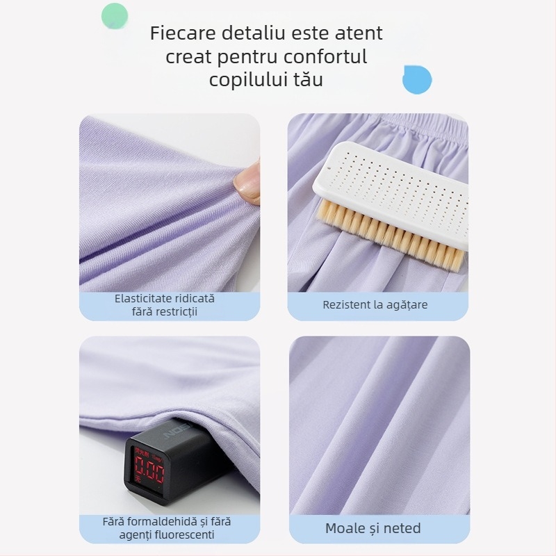 Pantaloni de pijama pentru copii, de vară, anti-țânțari, ușori, pentru fete, de primăvară și de vară, pentru băieți, de culoare solidă, din modal