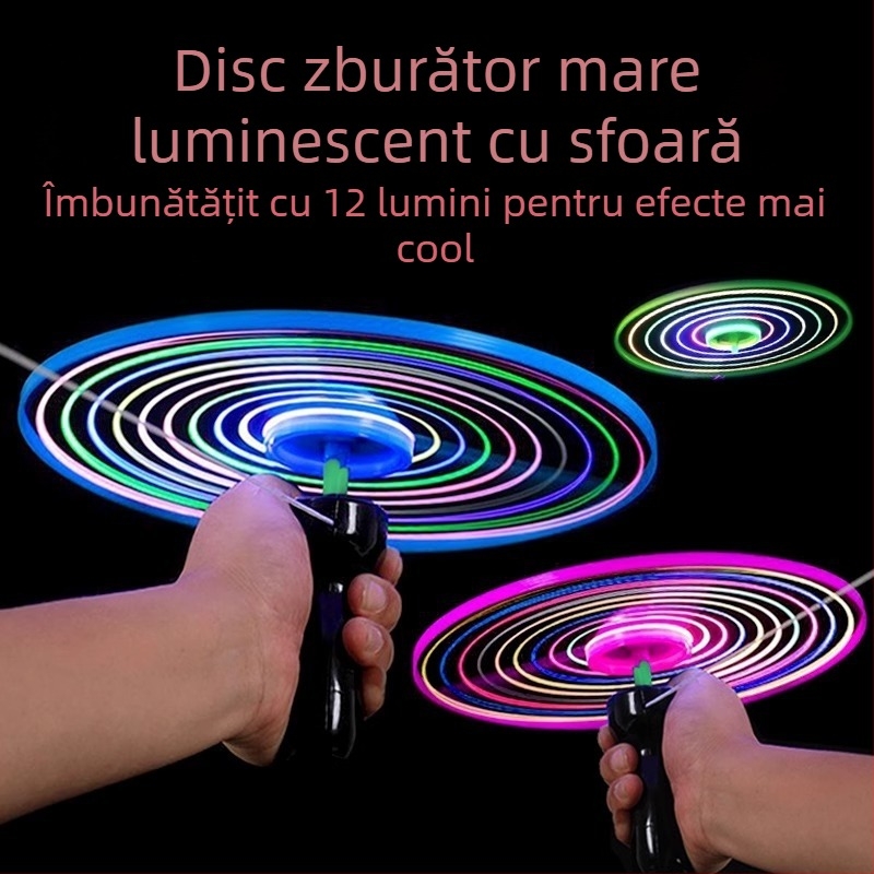 Coardă luminoasă de luptă pentru copii, UFO, jucării de aprovizionare cu stand de piață nocturnă, bliț pătrat în aer liber, linie de tragere cu cerul care zboară, frisbee