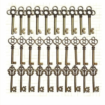 Pandantiv retro din fabrică, 3 câte 10 chei mixte, DIY, creativ, din aliaj de zinc, din bronz, en-gros