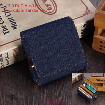 Potrivit pentru Iqo Iluma/3.0Duo Husă de protecție digitală cu model denim Accesorii din piele Geantă portabilă cu flip pentru cosmetice