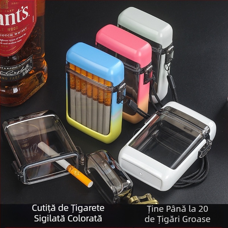 Husă de țigară transparentă, îngroșată, impermeabilă, cu 20 de pachete, sigilată, pentru protecție a țigărilor, în aer liber, creativă, personalizată, portabilă, pentru țigări, pentru bărbați