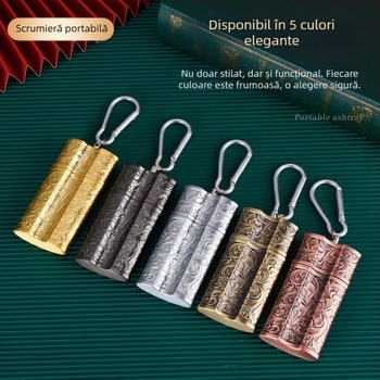 Scrumieră portabilă creativă transfrontalieră, cataramă metalică, scrumieră auto portabilă în aer liber, depozitare scrumieră pentru trabucuri în aer liber