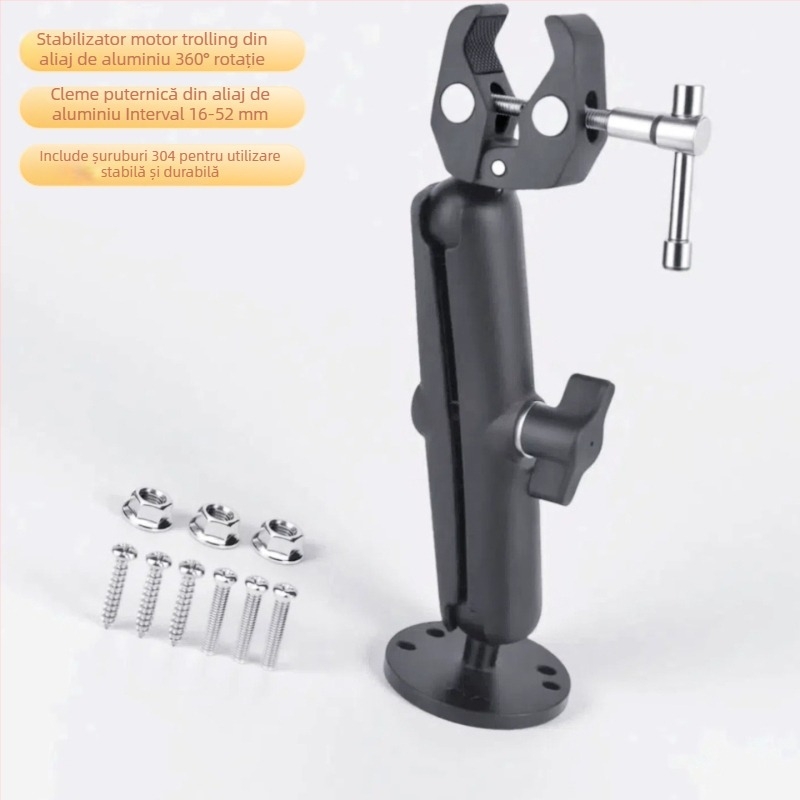 Stabilizator de motor Trolling fix cu cap sferic de 1 inch transfrontalier, cu elice pentru barcă cu motor, suport de foraj cu cameră