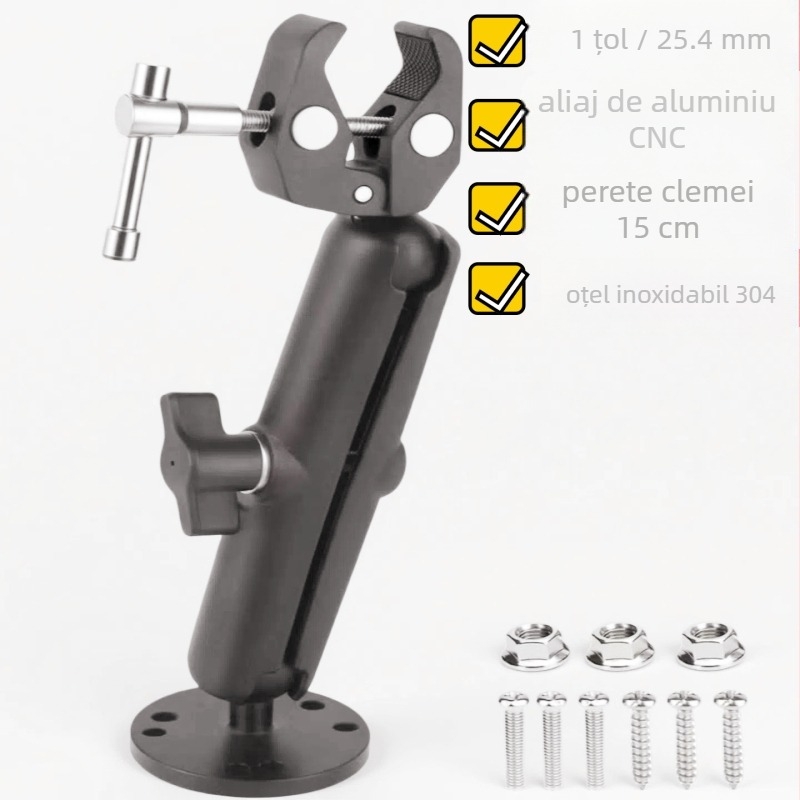 Stabilizator de motor Trolling fix cu cap sferic de 1 inch transfrontalier, cu elice pentru barcă cu motor, suport de foraj cu cameră