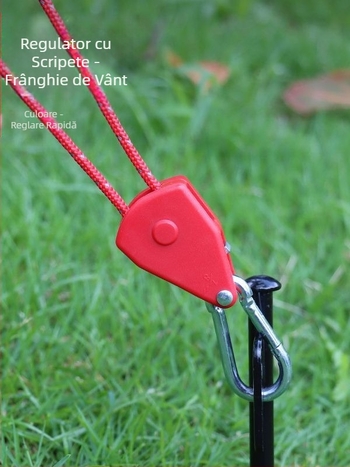 Regulator de scripete în aer liber, suport pentru cort, scripete metalic de ridicare, frânghie reflectorizantă pentru vânt, baldachin îndrăzneț, frânghie pentru umbrelă de 4 mm