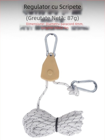 Regulator de scripete în aer liber, suport pentru cort, scripete metalic de ridicare, frânghie reflectorizantă pentru vânt, baldachin îndrăzneț, frânghie pentru umbrelă de 4 mm