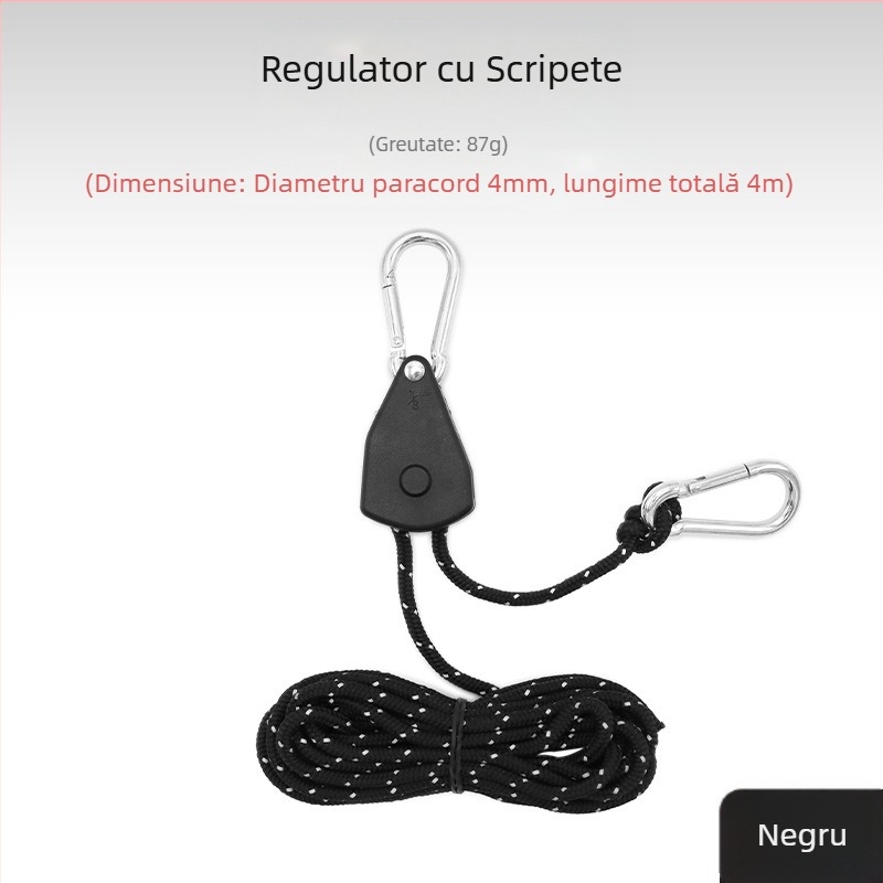 Regulator de scripete în aer liber, suport pentru cort, scripete metalic de ridicare, frânghie reflectorizantă pentru vânt, baldachin îndrăzneț, frânghie pentru umbrelă de 4 mm